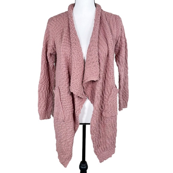 Altar'd State Sweaters - Altar’d State Dusty Pink Textured Open Sweater Cardigan
